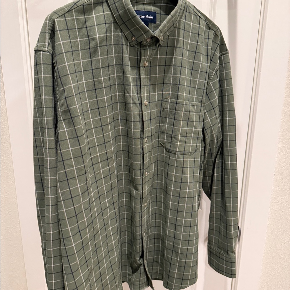 Mizzen+Main Green Flannel Button Down Shirt XXL Classic